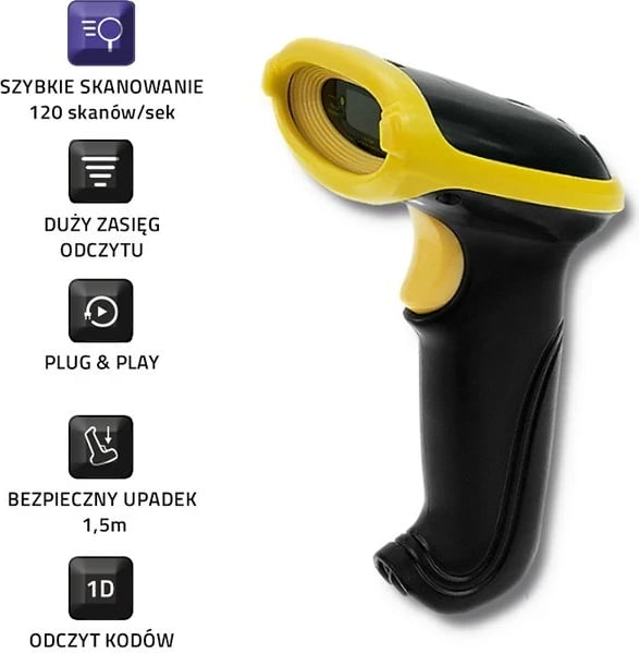 Skeneri i Barkodeve Qoltec 50862, Laser 1D, 2.4GHz