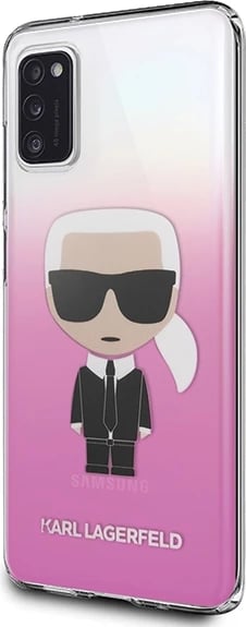 Mbështjellës Karl Lagerfeld Ikonik për Samsung Galaxy A41, rozë gradient