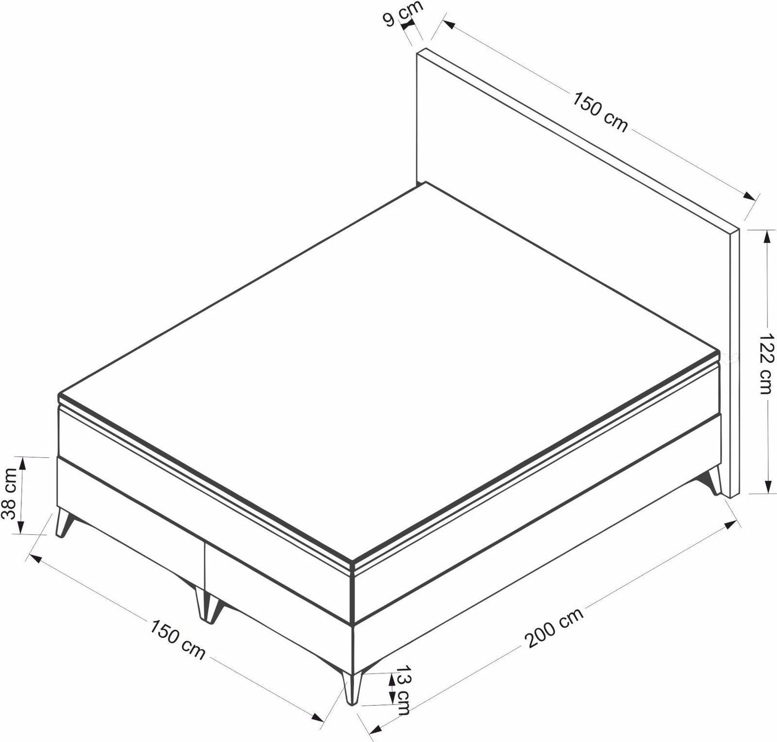 Baze dhe mbështetëse krevati dopio Skye Decor, Mia, 150x200, ngjyrë kafe e çelët