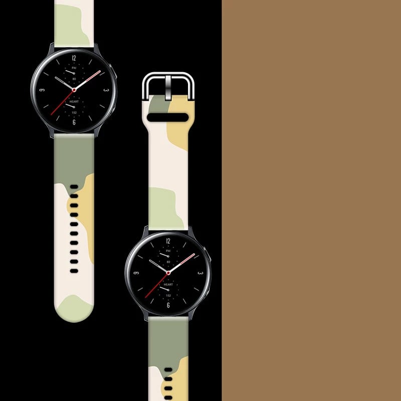 Rrip silikoni për Samsung Galaxy Watch, Hurtel, Moro Band, 20mm, kamuflazh, Gjelbër/Bardhë/Verdhë