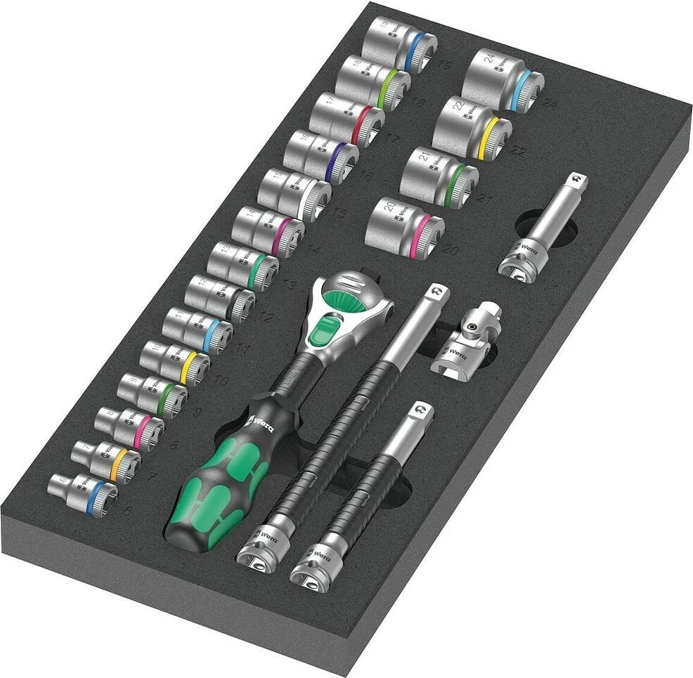 Set çelësa me insert shkumë WERA Zyklop 3/8'' 8000 C, i gjelbër