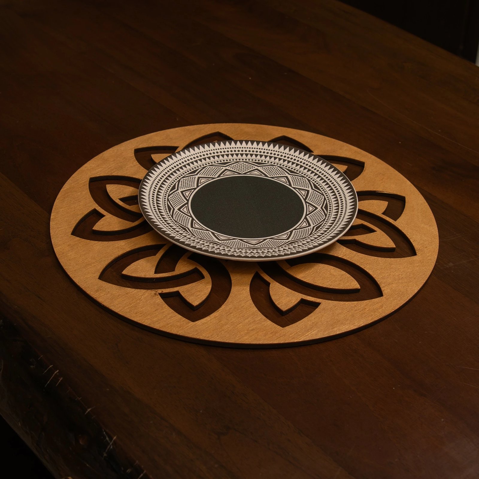 Set nënshtruesish tavoline prej druri, 6 copë, Hermia, Lugh, ngjyrë mjaltë