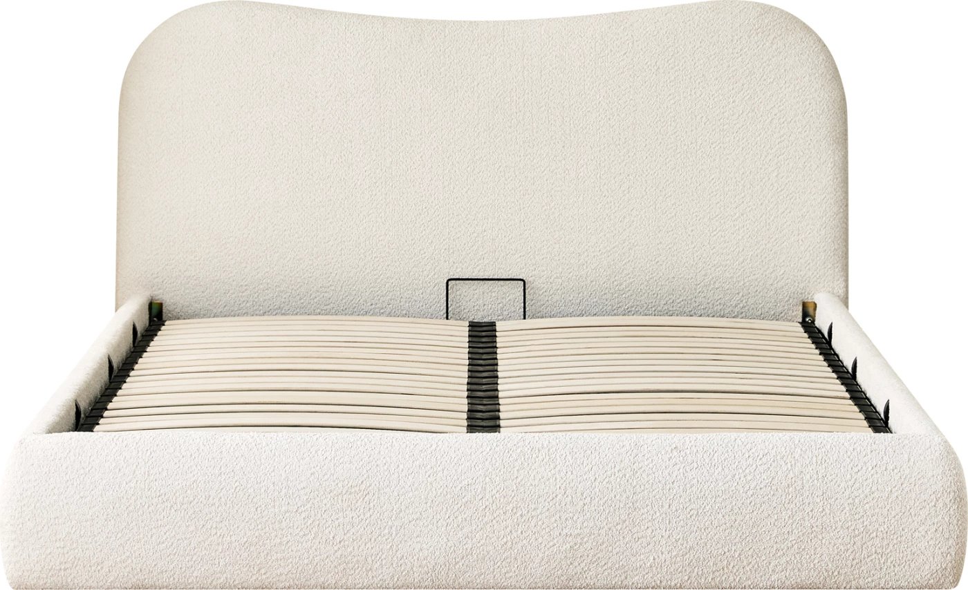 Krevat dopio ROYA, stof i bezhë, me hapësirë për depo, 160x200cm