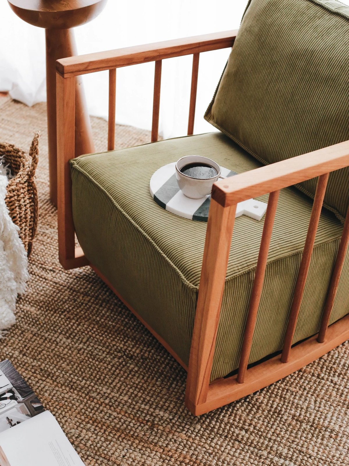 Karrige sallonese me krahë, ngjyrë khaki, Atelier del Sofa, sallanan