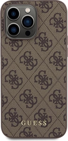 Mbështjellës Guess 4G Metal Gold Logo për iPhone 15 Pro Max, Kafe Mbështjellës Guess 4G Metal Gold Logo për iPhone 15 Pro Max, Kafe