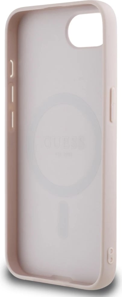Mbështjellës Guess 4G Circle Classic Logo MagSafe për iPhone 16e, rozë