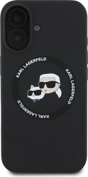 Mbështjellës Karl Lagerfeld KLHMP16SSKCHTCK për iPhone 16 6.1", silikon, MagSafe, zi