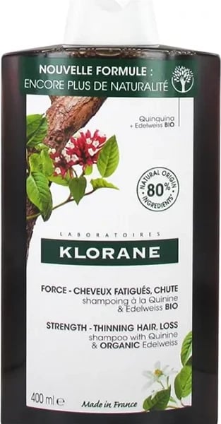 Shampon për flokë unisex Klorane Fortifying me Kinina dhe Edelweiss Bio 400ml
