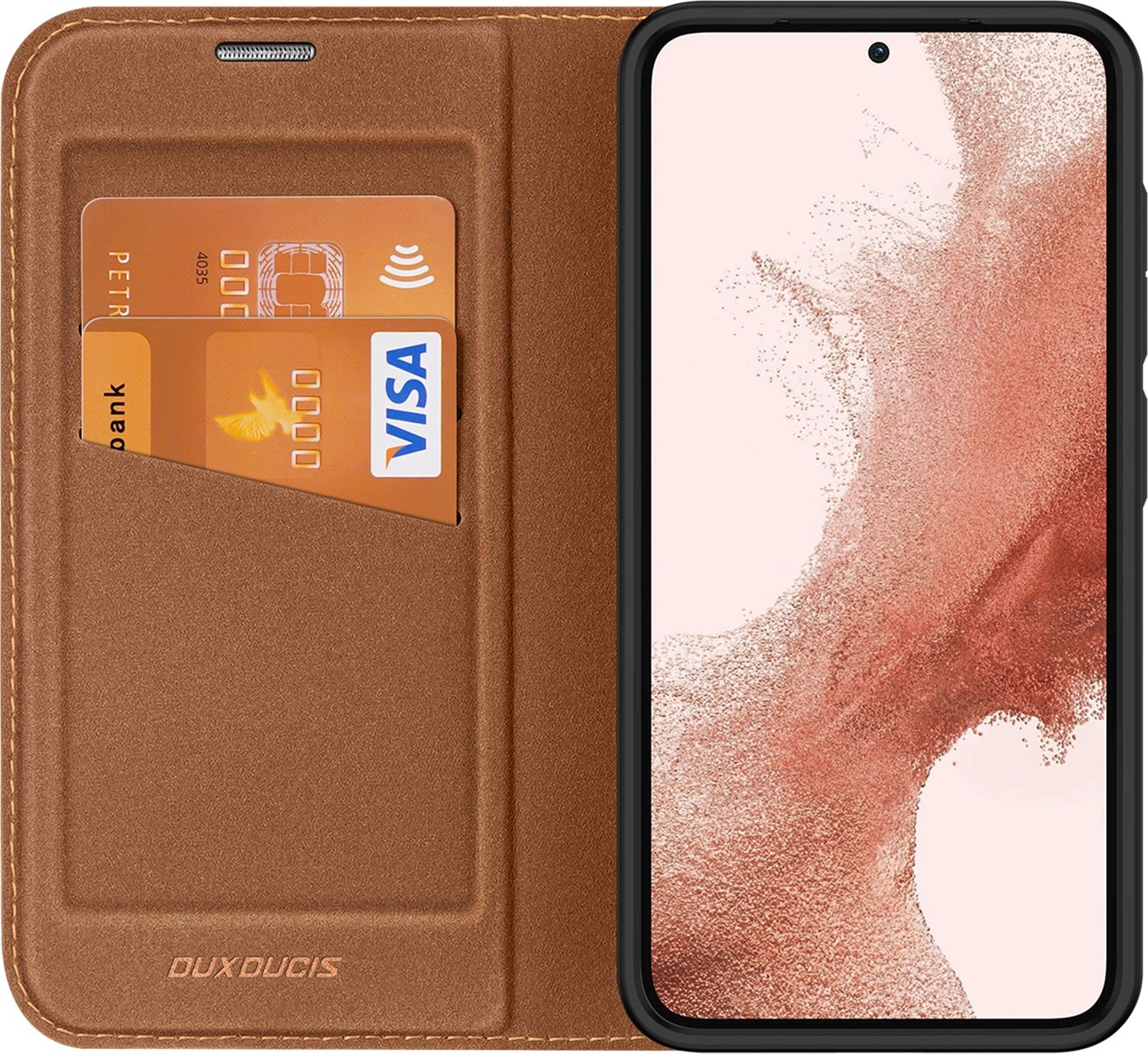Mbështjellës Dux Ducis Skin X2 për Samsung Galaxy S23+, me kapak, portofol dhe qëndrim, Kafe Mbështjellës Dux Ducis Skin X2 për Samsung Galaxy S23+, me kapak, portofol dhe qëndrim, Kafe