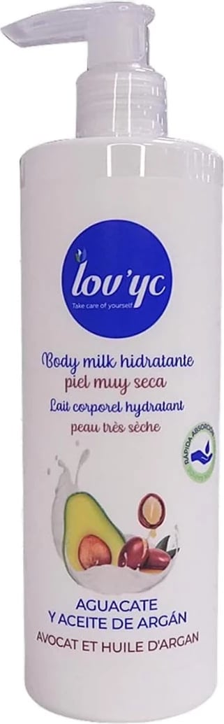 Qumësht trupi hidratues LOVYC Aguacate & Argan, unisex, 400ml