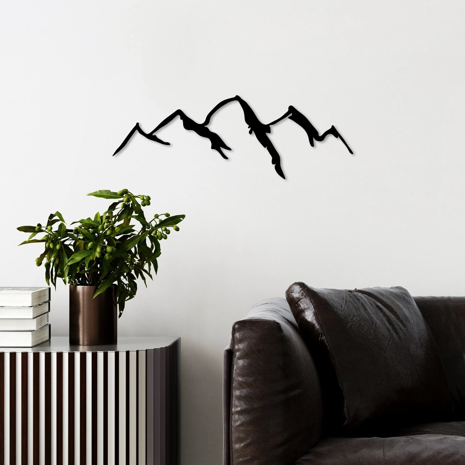 Aksesor muri dekorativ prej metali, Wallity, mal, e zezë, 66x23cm