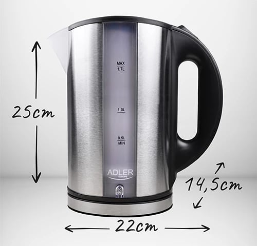 Zierëse uji elektrike, Adler, AD 1216, 1.7 L, 1850-2200 W, inox