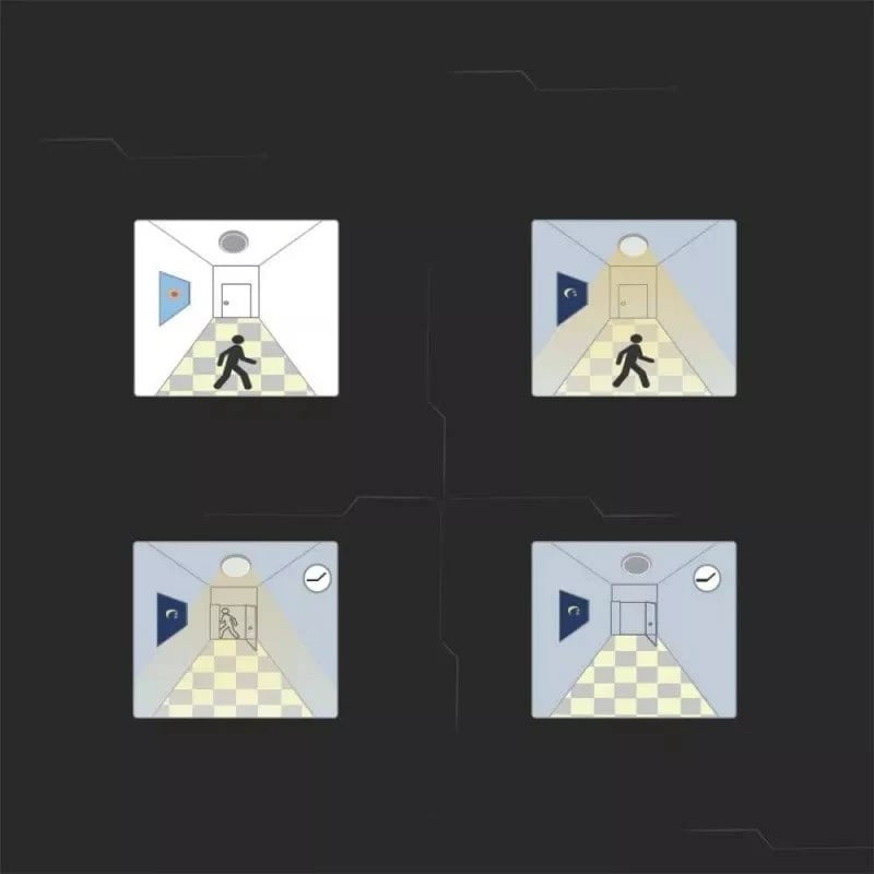 Plafond V-TAC VT-8630S, 36W LED, 42x42cm, detektor lëvizjeje, e zezë