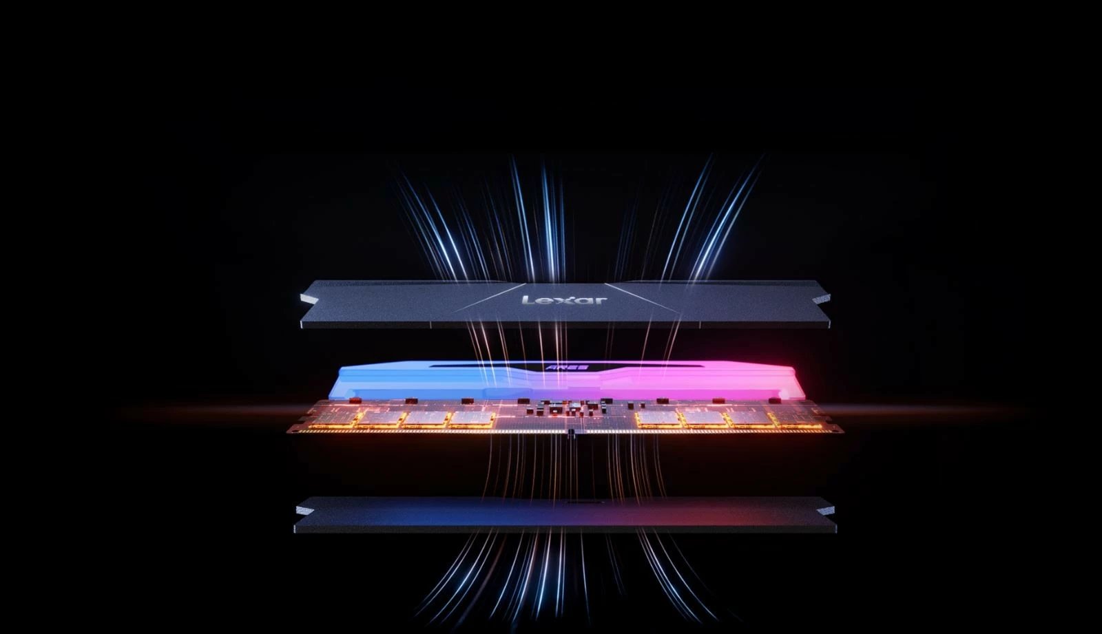 RAM Memorje Lexar ARES RGB DDR5, 32GB (2x16GB), 7600 MHz, e zezë RAM Memorje Lexar ARES RGB DDR5, 32GB (2x16GB), 7600 MHz, e zezë