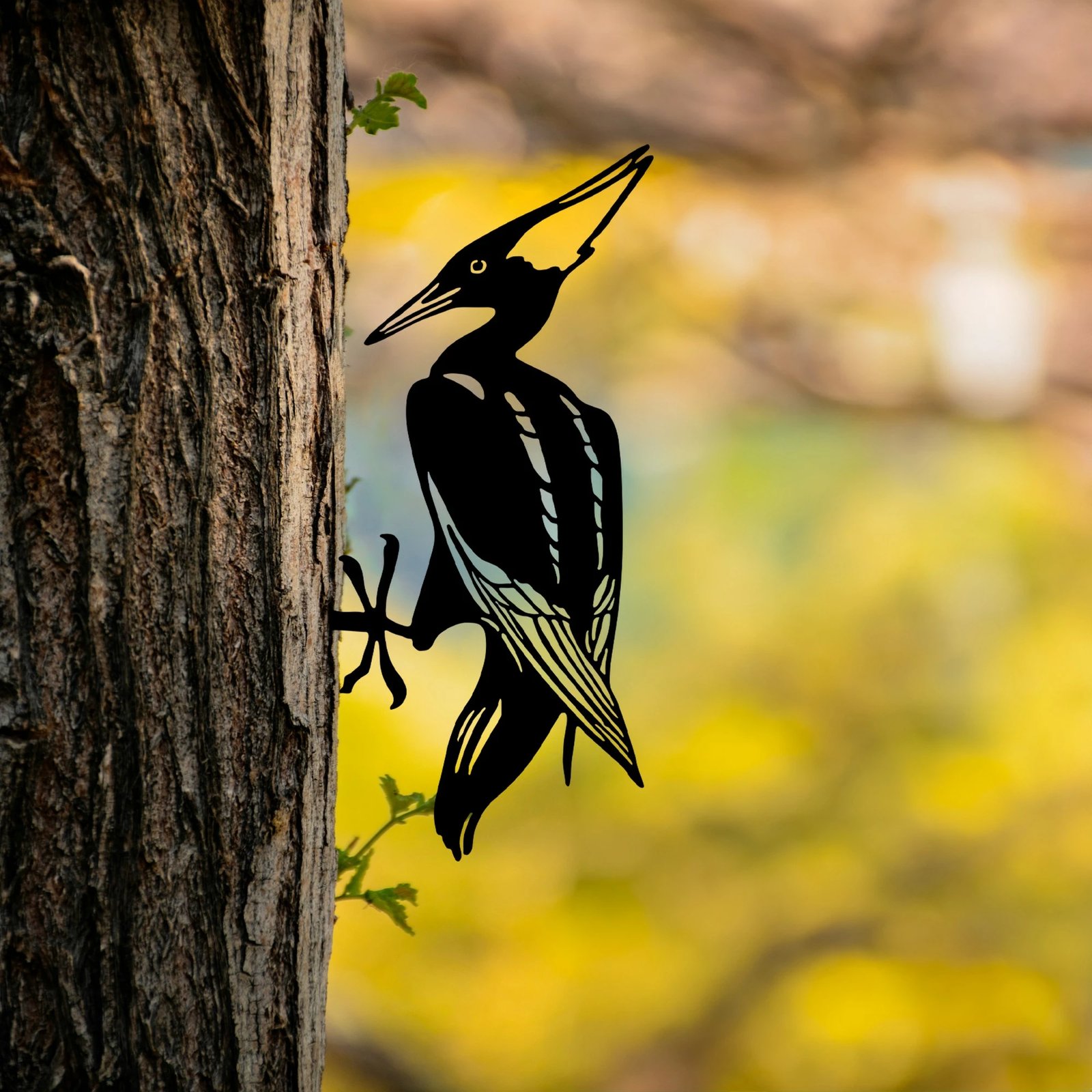 Dekor për kopsht, zog në degë, ngjyrë e zezë, Aberto Design, 22x40cm