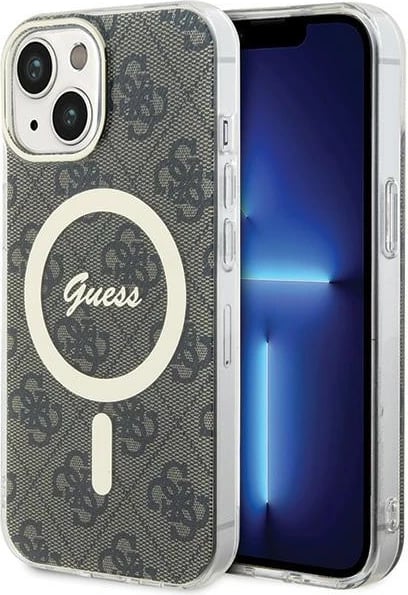 Mbështjellës Guess 4G MagSafe për iPhone 15 Plus, Kafe