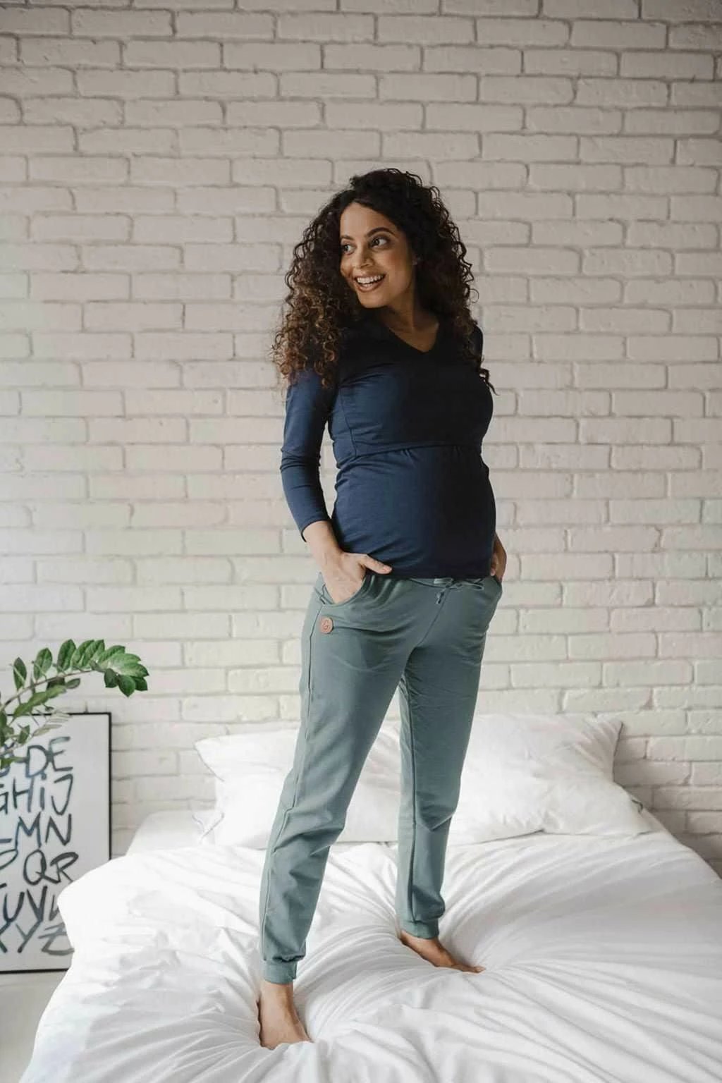 bluzë shtatzënie dhe gjidhënie, milk & love, Milk Shirt, V-qafë, mëngë 7/8, pambuk 92% elastan 8%, madhësi XL, blu