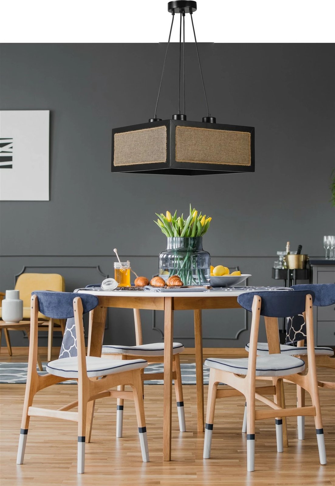 Llambë tavani Opviq, 8703-8, ngjyrë e zezë dhe ratan