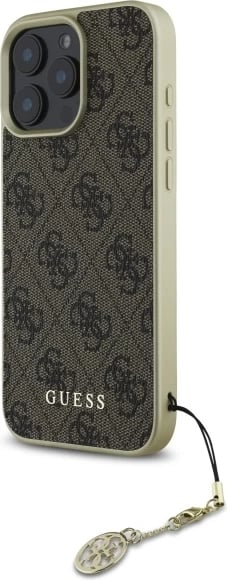 Mbështjellës Guess 4G Charms Collection për iPhone 16 Pro, kafe