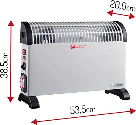 Ngrohës konvektor, Mesko, MS 7741, 2000W, termostat, timer 24h, ventilator Turbo, i bardhë