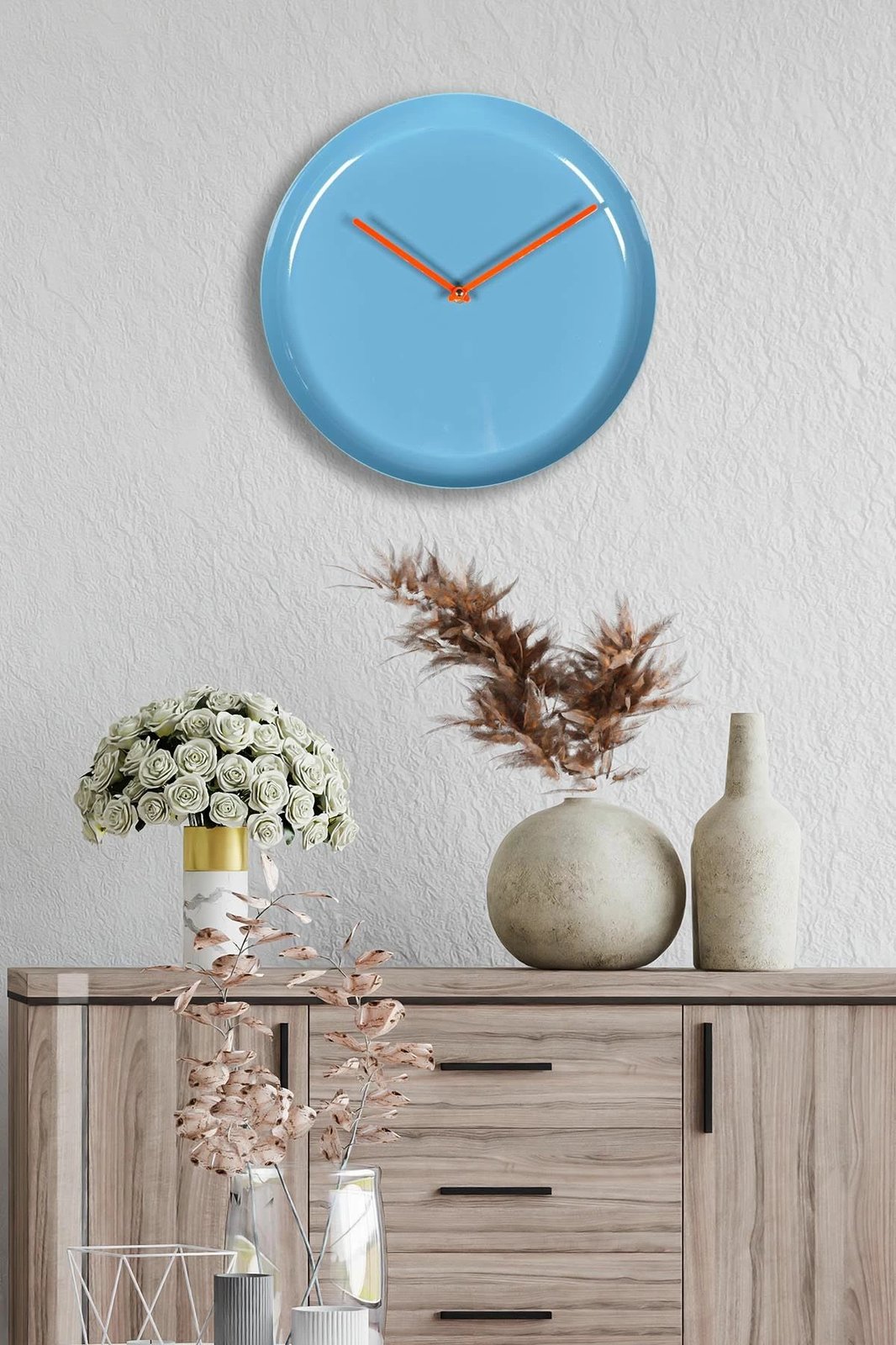 Orë muri dekorative metalike Wallity, blu, 30cm