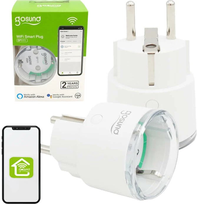 Prizë e mençur WiFi Gosund SP111, 3680W, 16A, Tuya, set 2 copë, e bardhë