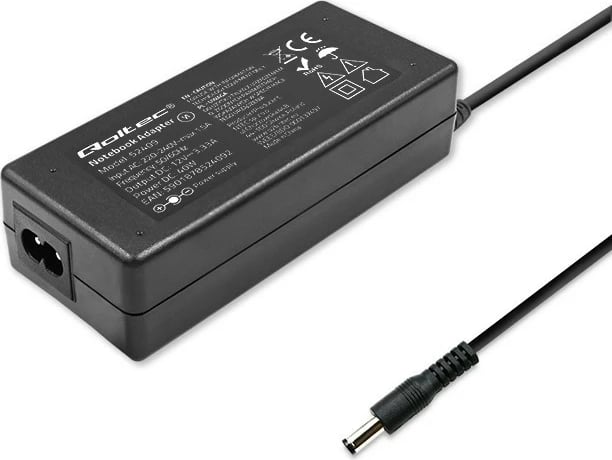 Kasë furnizimi Qoltec 52409, 40W, 12V, 3.33A, 5.5x2.1mm, e zezë me kabllo