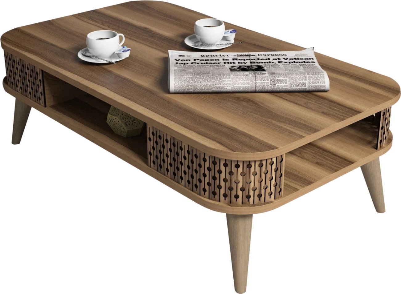 Tavolinë kafeje melamine, ngjyrë arre, FH9501.02, 105x60x34.6H cm