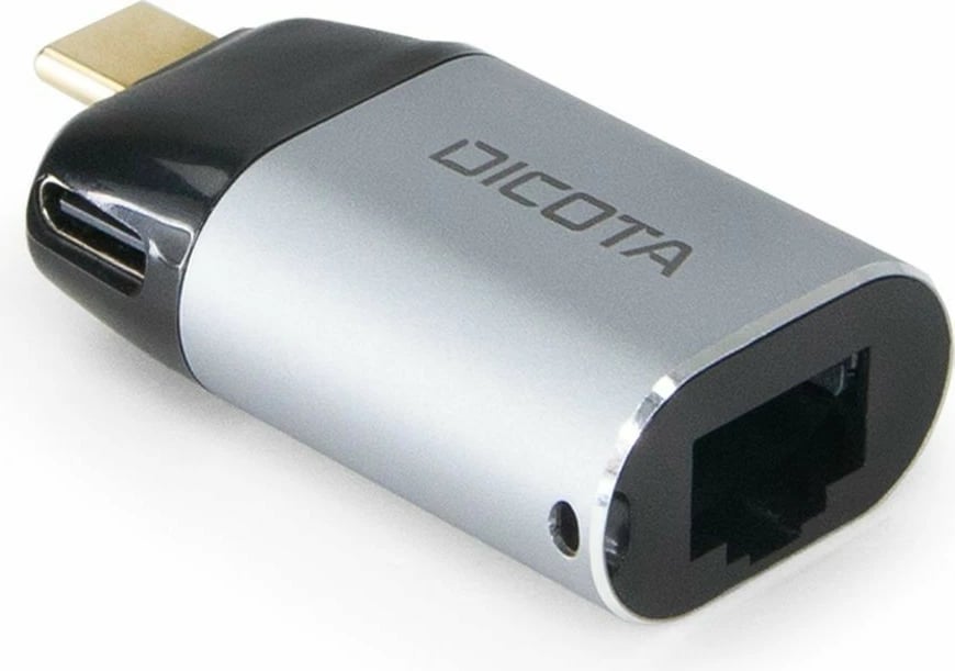 Adapter USB-C në Ethernet Dicota, mini, PD 100W, argjendtë