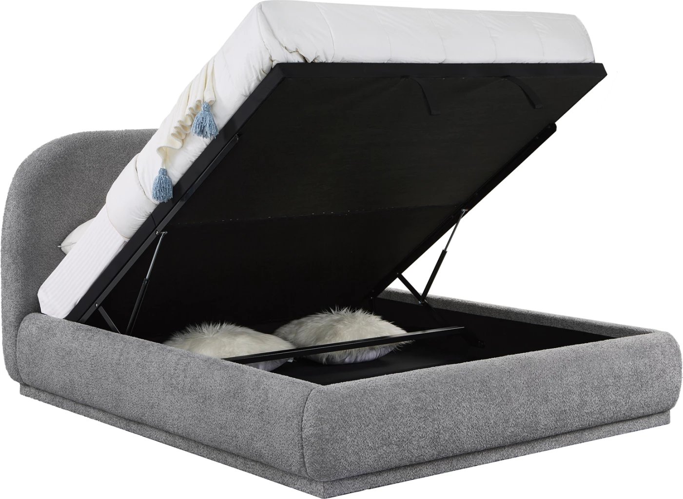 Krevat dopio me hapësirë për depo, stof chenille gri, NOCTIS CD726.01, dyshek 160x200cm