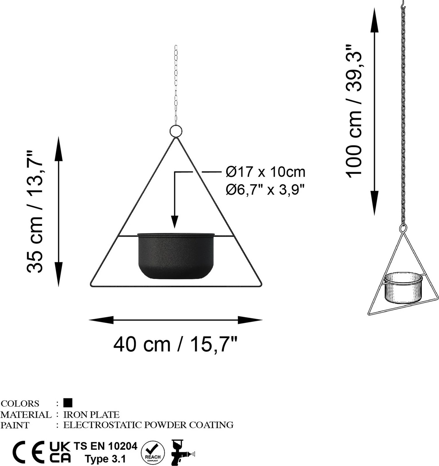 Saksia dekorative Aberto Design, harpusta, e zezë