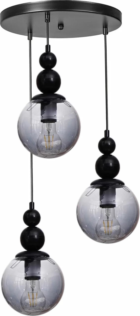 Llambë tavani Opviq, 9054-3, metal e xham, gri e zezë