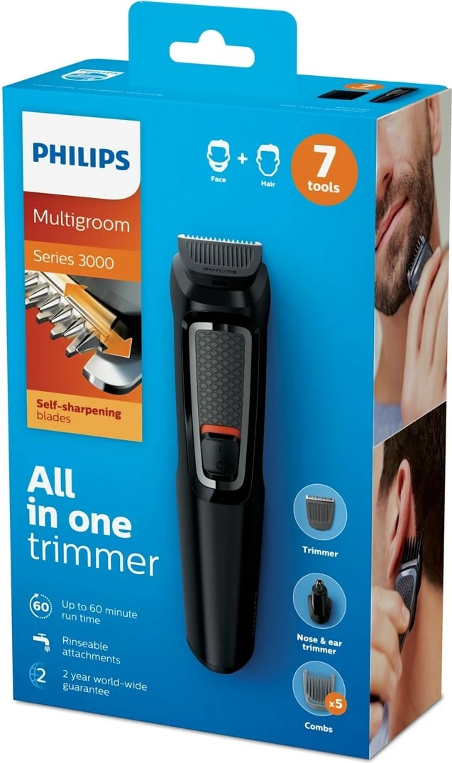 Makinë rroje Philips MULTIGROOM Series 3000 7-në-1, MG3720/15, E zezë Makinë rroje Philips MULTIGROOM Series 3000 7-në-1, MG3720/15, E zezë