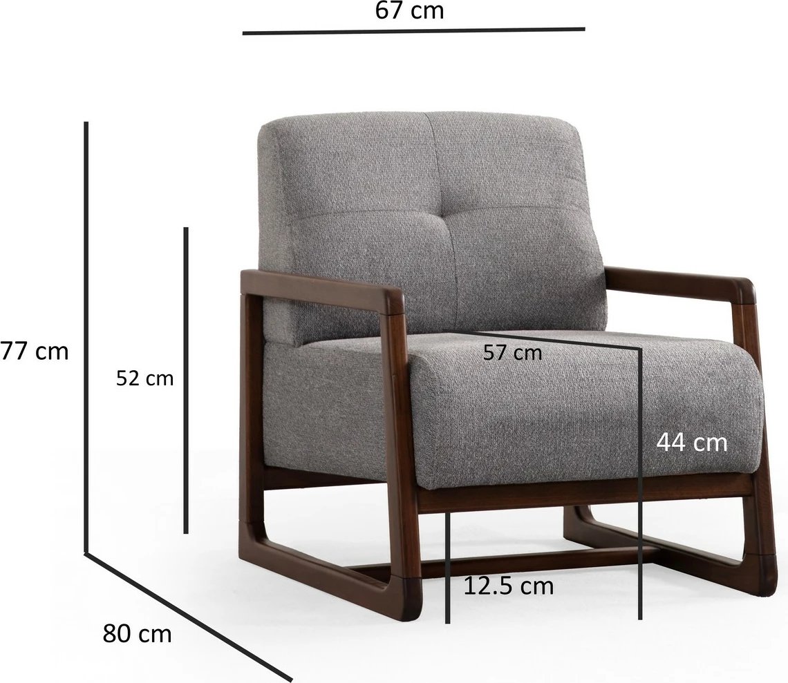 Karrige bergere Athena, ngjyrë gri e çelët, këmbë dru arre