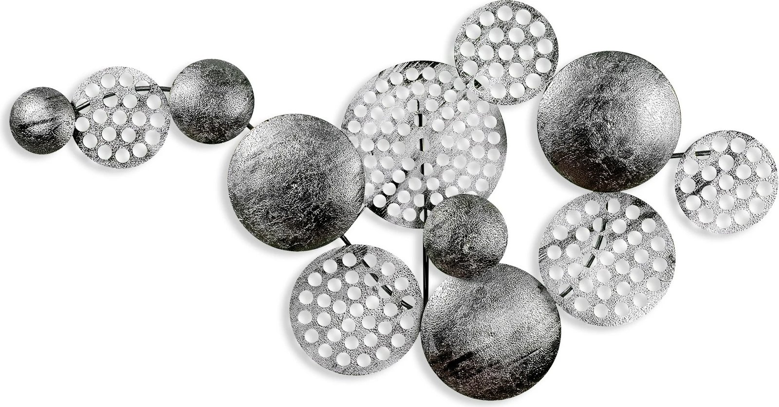 Aksesor dekorativ metalik për mur, Wallity Aurora 5, argjend, 45x82cm