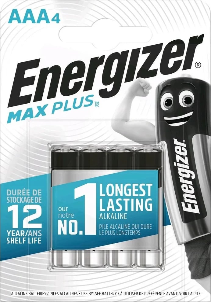 Bateri AAA Energizer Max Plus, 4 copë, alkaline