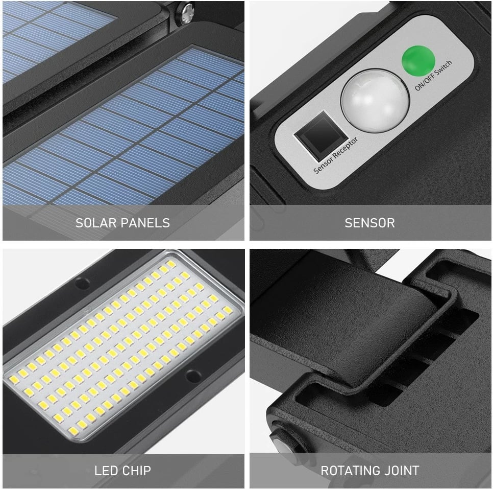 Lampë rruge solare LED Maclean MCE447 me sensor lëvizjeje dhe telekomandë, IP54, 2x450lm, 6500K
