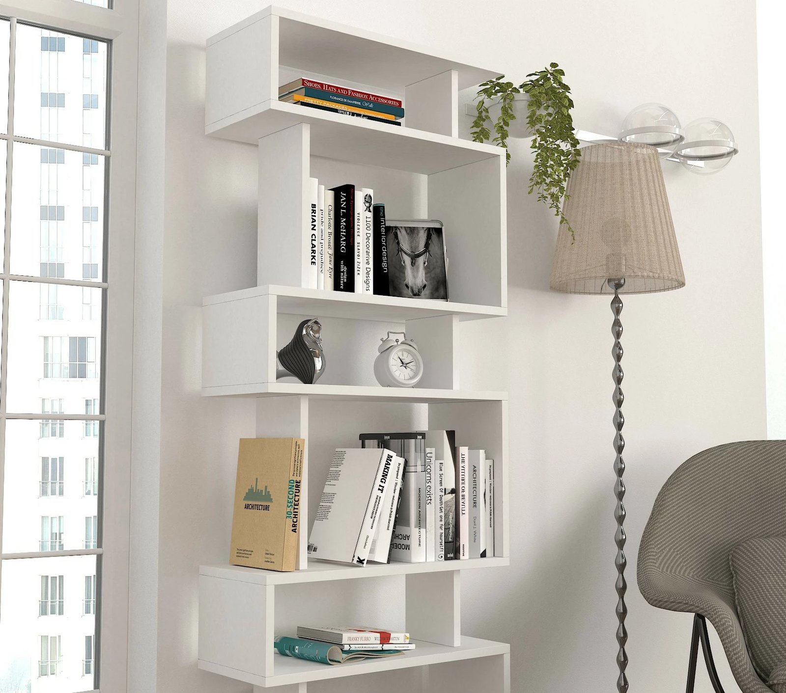 Raft librash Hanah Home, Blok, i bardhë