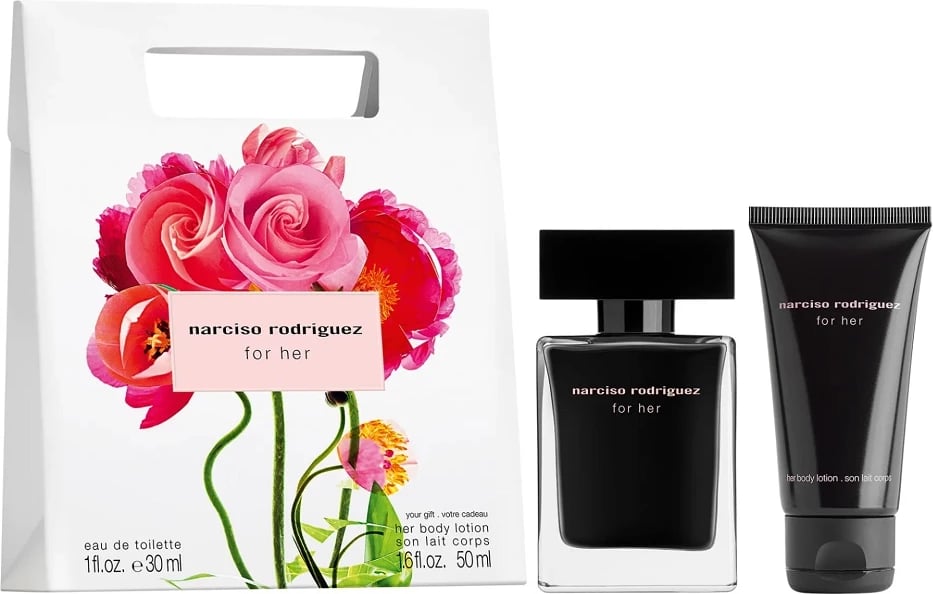 Set Eau de Toilette dhe Body Balm për femra Narciso Rodriguez For Her, 30ml + 50ml