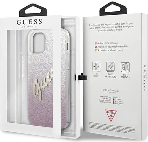 Mbështjellës Guess GUHCP12MPCUGLSPI për iPhone 12/12 Pro 6.1", rozë