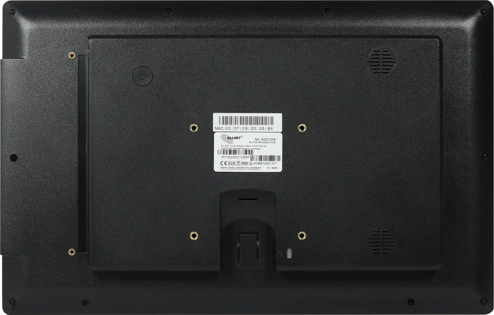 Tablet ALLNET Touch Display 14 Zoll, 4GB/16GB, Android 11, PoE, e zezë