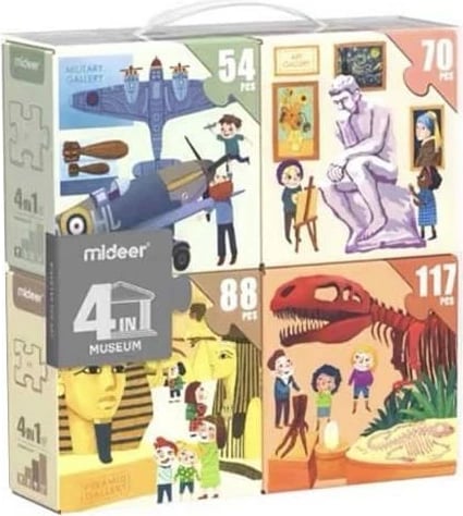 Puzzle Mideer 4 në 1 "Museum" 54,70,88 - 117 pjesë