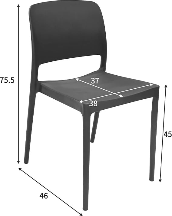 Karrige Fenxy, polipropilen, ngjyrë e zezë, 38x42x77cm