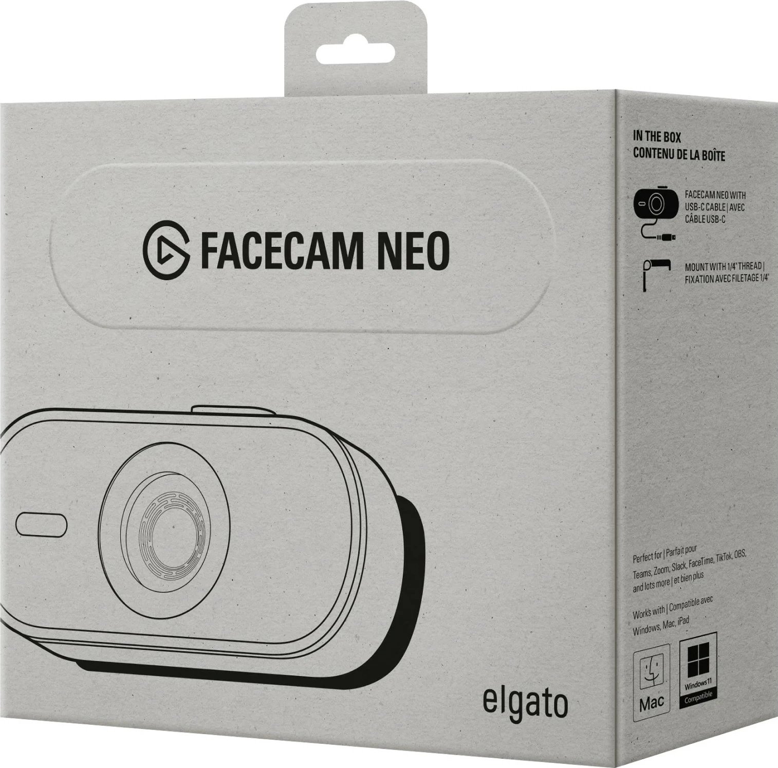 Webcam Elgato Facecam Neo, 2MP, Full HD, 60fps, USB-C, e bardhë