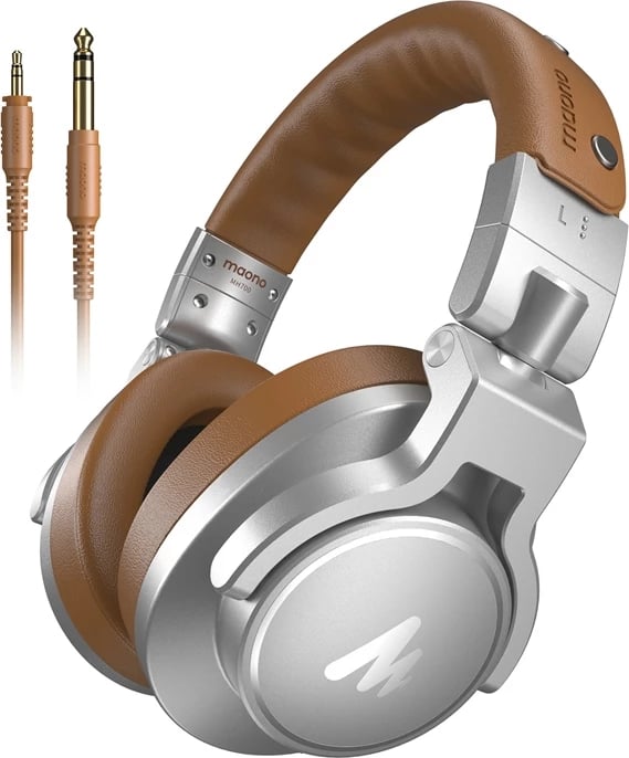 Kufje studio Maono MH700 me tel, on-ear, argjendi
