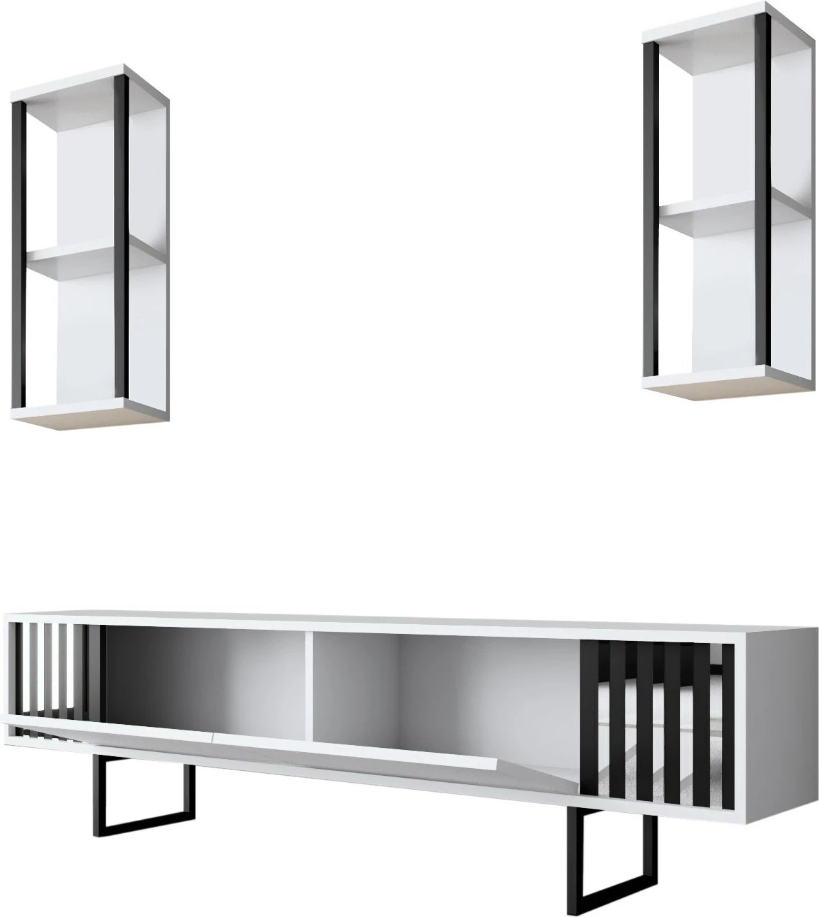 Komodë TV Hanah Home, Chrome Line, e bardhë dhe e zezë