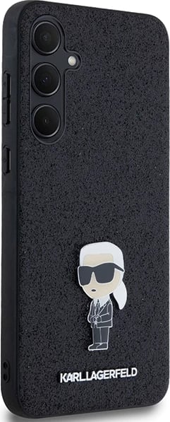 Mbështjellës Karl Lagerfeld Fixed Glitter Ikonik Logo Metal Pin për Samsung Galaxy A35, zi