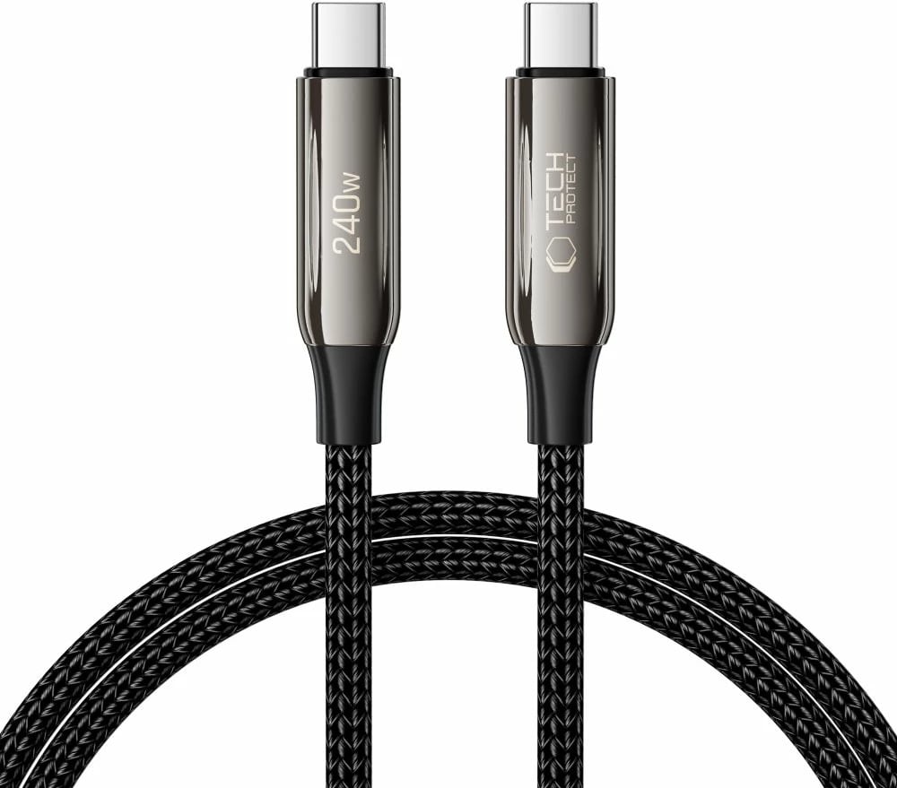 Kabllo USB-C Tech-Protect UB10T Ultraboost, 100cm, 240W, e zezë