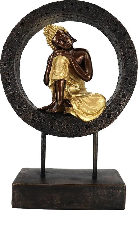 Dekor Buddha rreth, polirezine, e zezë-ari, 24x11x35cm Dekor Buddha rreth, polirezine, e zezë-ari, 24x11x35cm