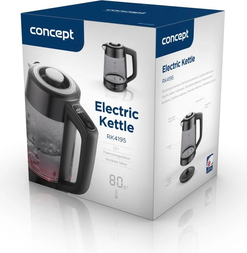 Ibrik elektrik Concept RK4195, xham, 1.7L, kontroll temperature, zi Ibrik elektrik Concept RK4195, xham, 1.7L, kontroll temperature, zi